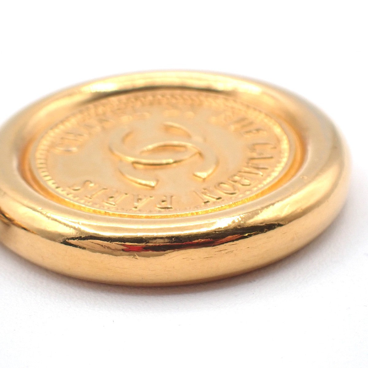CHANEL CC Logo 31 Rue Cambon Coin Metallion Chain Belt Gold Vintage 95RL989