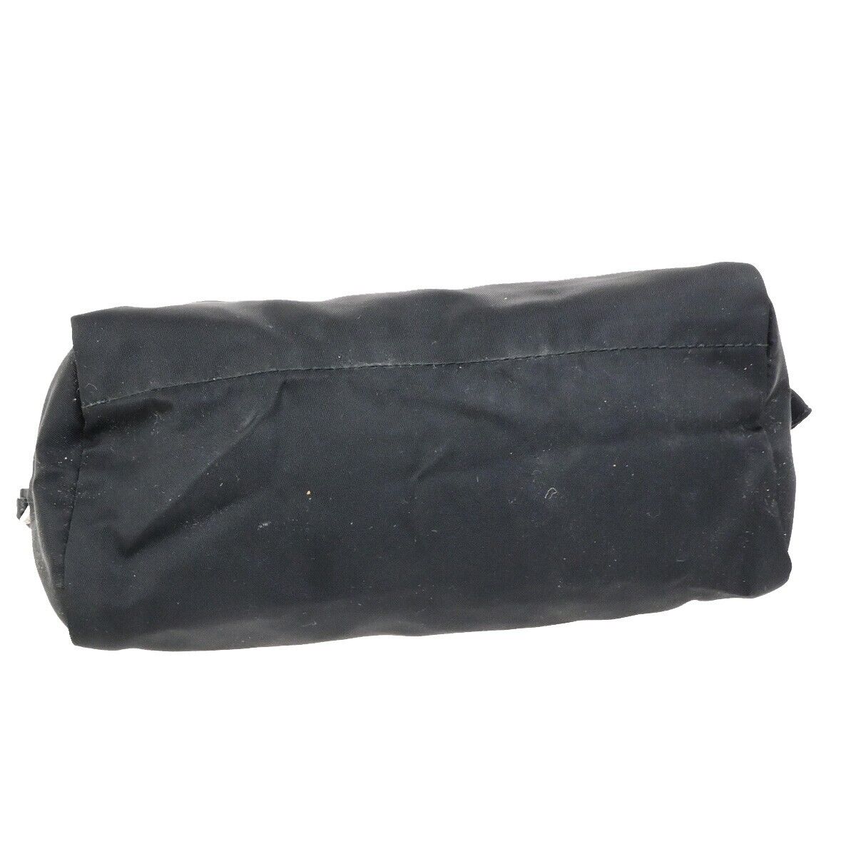 PRADA Logo Tessuto Cosmetic Pouch Nylon Leather Black Silver 32KA464