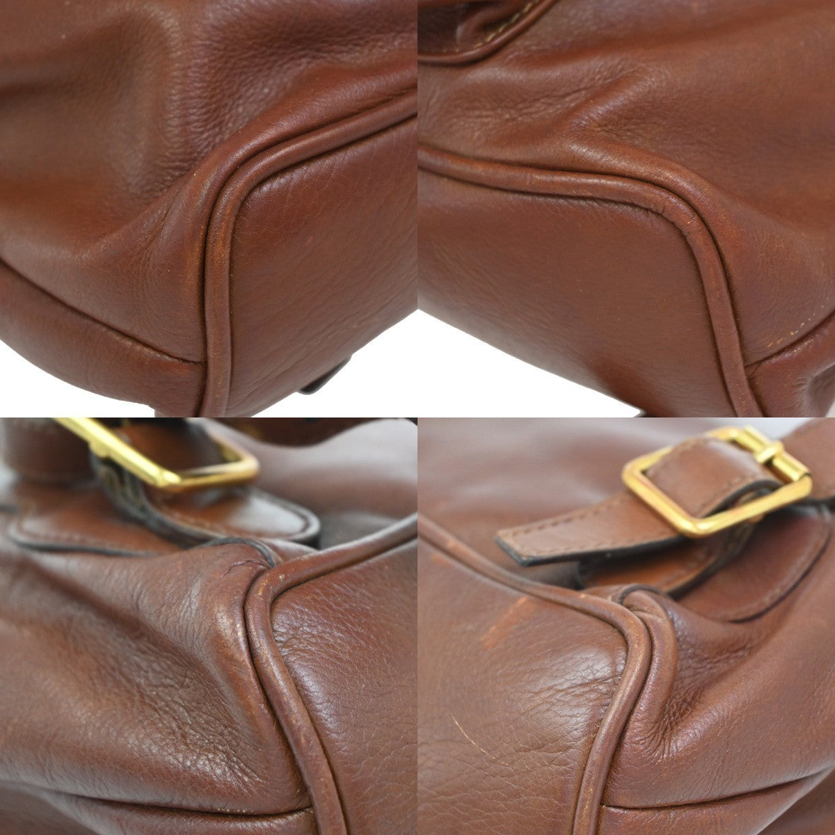 GUCCI Logo Bamboo Drawstring Mini Backpack Bag Leather Brown GHW Italy 38EG182