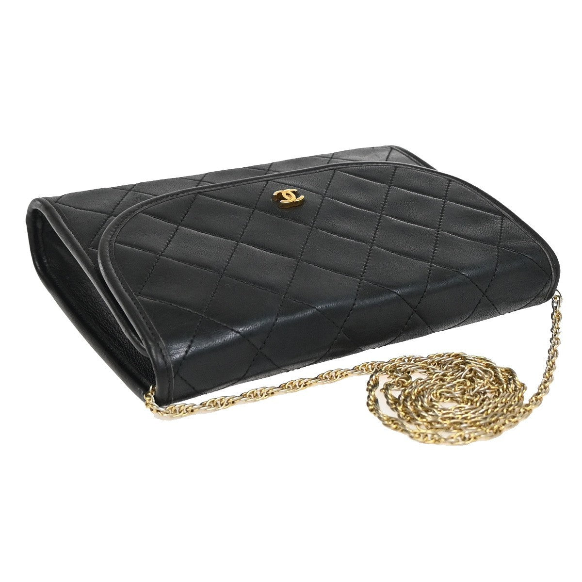 CHANEL CC Logo Mini Matelasse Chain Shoulder Bag Leather Black GHW 667RF904