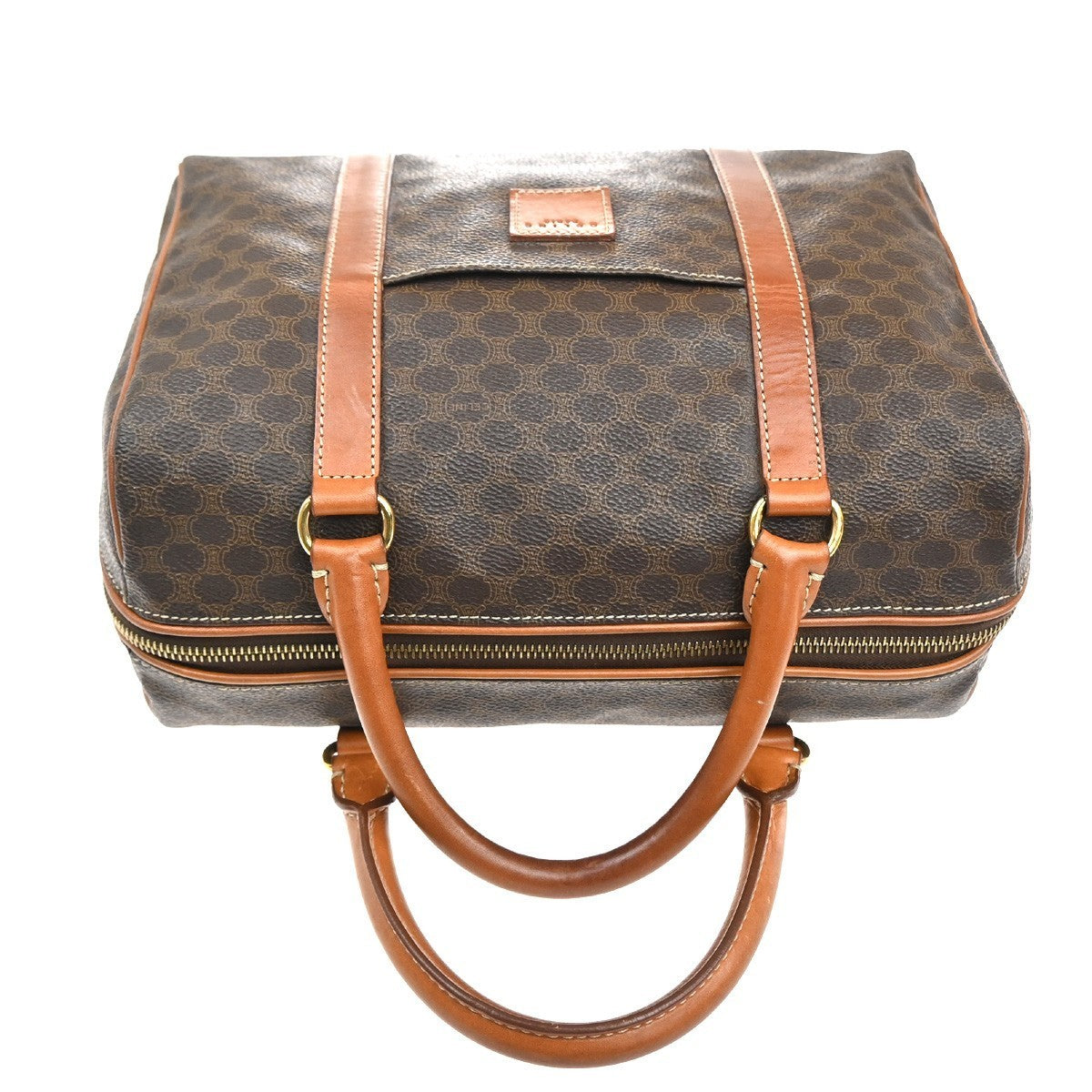 CELINE Logo Macadam Pattern Hand Bag PVC Leather Brown GHW Italy 69KC201