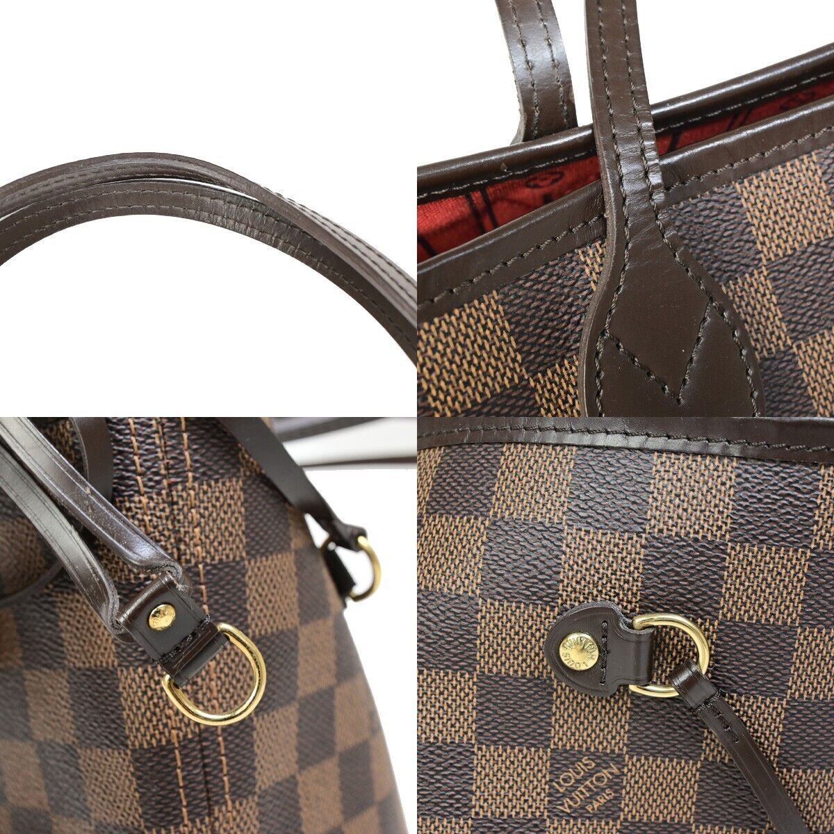 LOUIS VUITTON Neverfull MM Shoulder Bag Damier Ebene Leather BN N51105 29SJ002