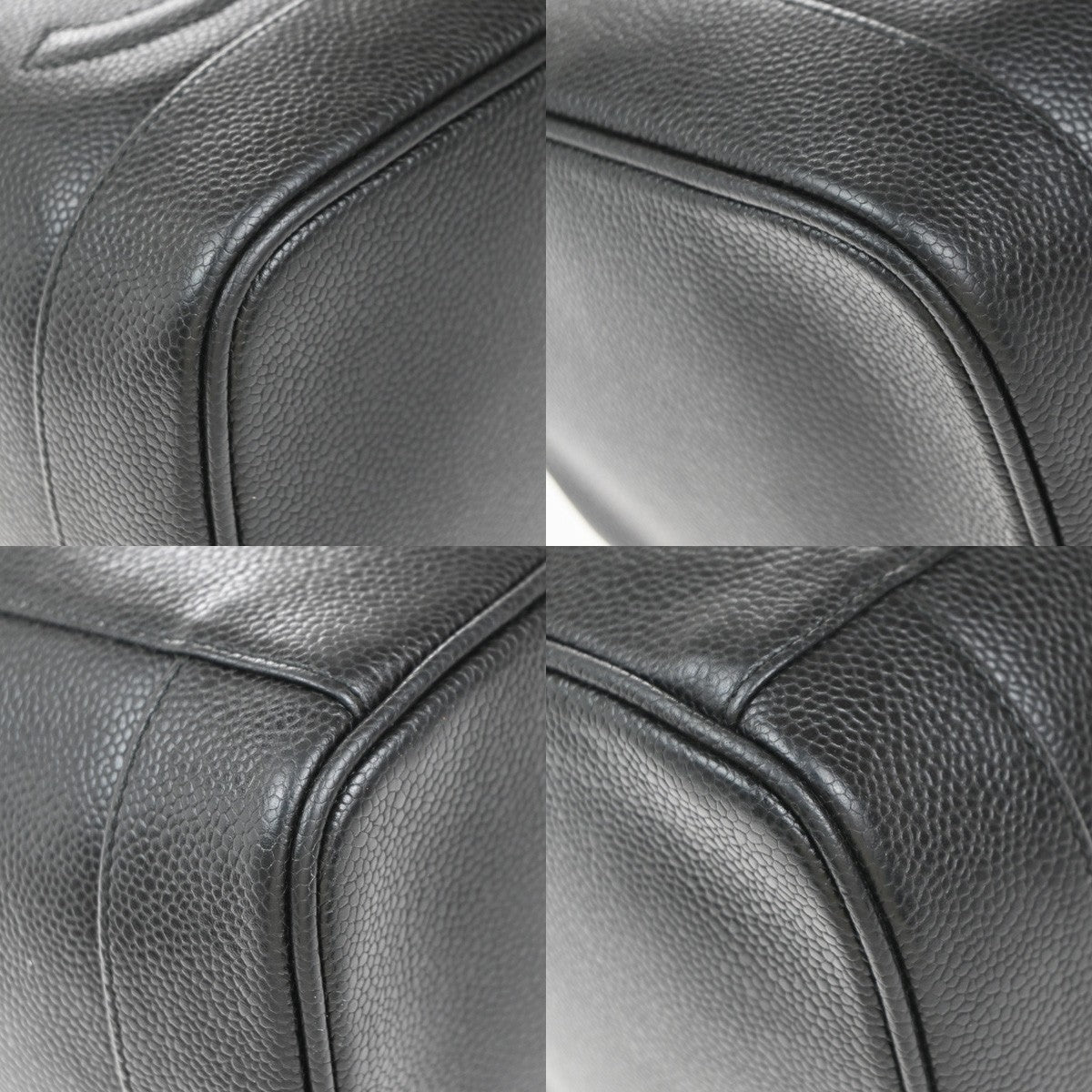 CHANEL CC Vanity Cosmetic Hand Bag Grained Calfskin Leather Black GHW 99RP073