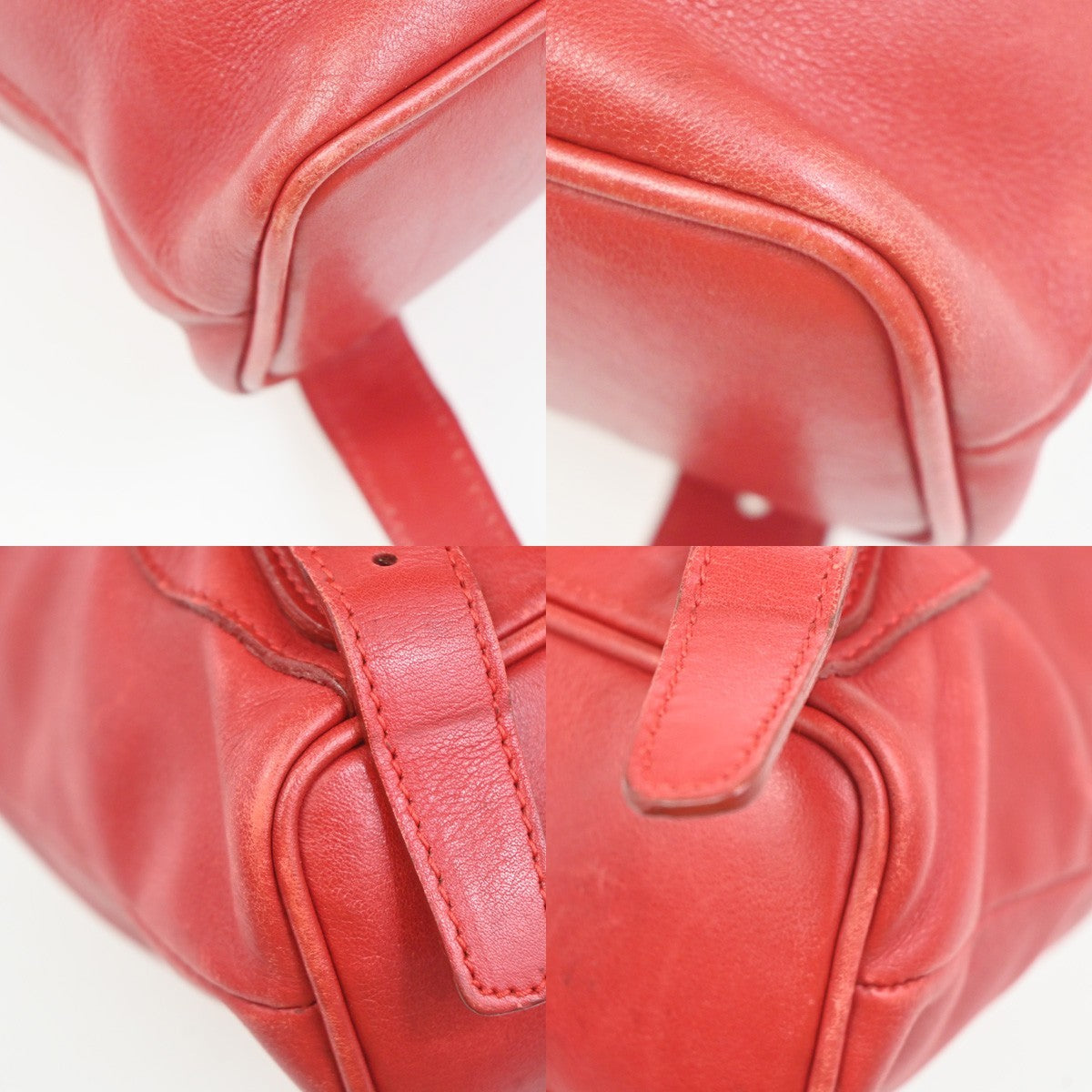 GUCCI Logo Bamboo Drawstring Mini Backpack Bag Leather Red GHW Italy 62ZA194