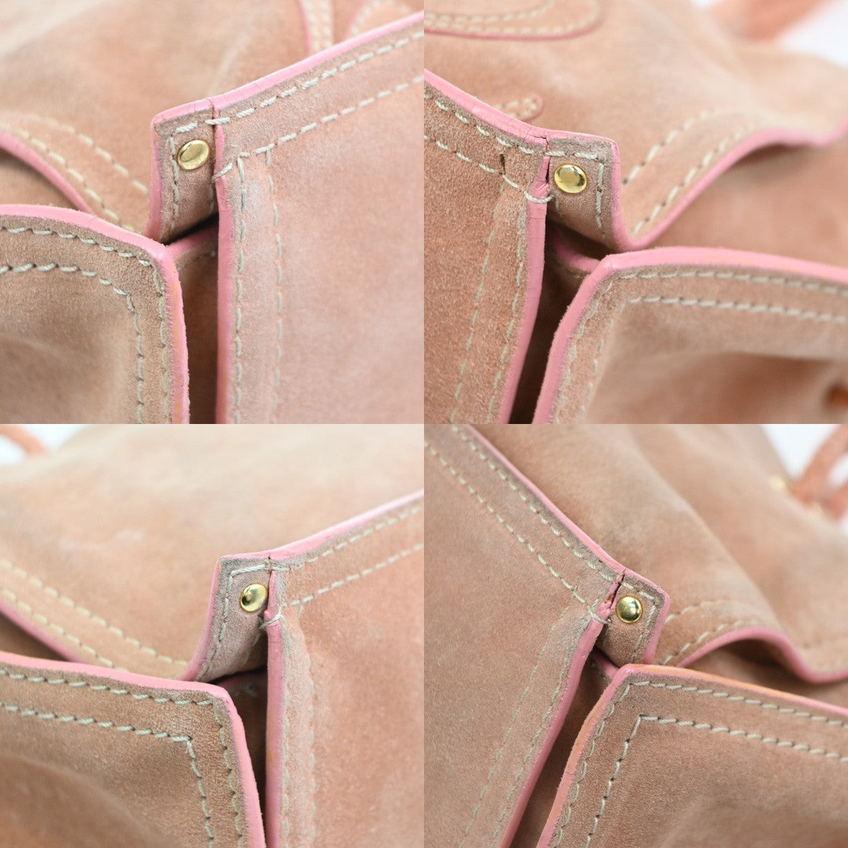 LOEWE Logo Crown Tote Shoulder Hand Bag Suede Skin Leather Pink GHW 72CA703
