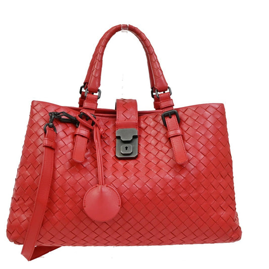 BOTTEGA VENETA Intrecciato Roma 2Way Shoulder Bag Nappa Leather Red 50RL604