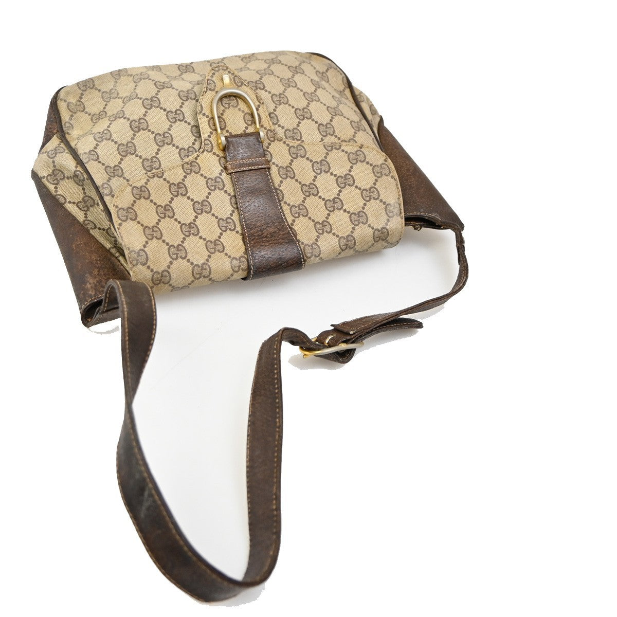 GUCCI GG Pattern 2 Set Shoulder Bags PVC Canvas Beige Black GHW Italy 02DA138