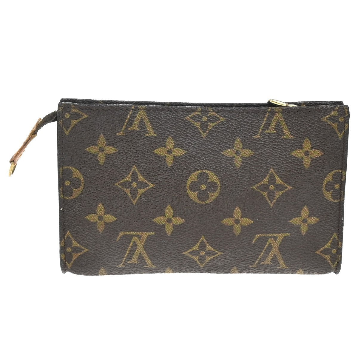 LOUIS VUITTON Logo Bucket PM Pouch Bag Monogram Leather Brown France 60KP177