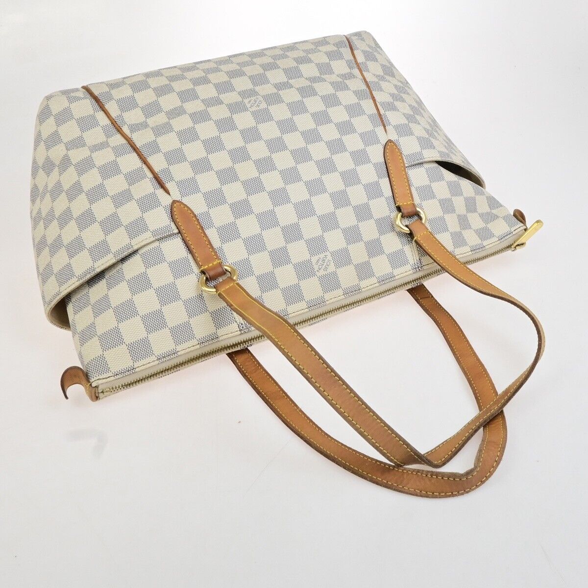 LOUIS VUITTON Totally MM Shoulder Bag Damier Azur Leather White N51262 20FA324