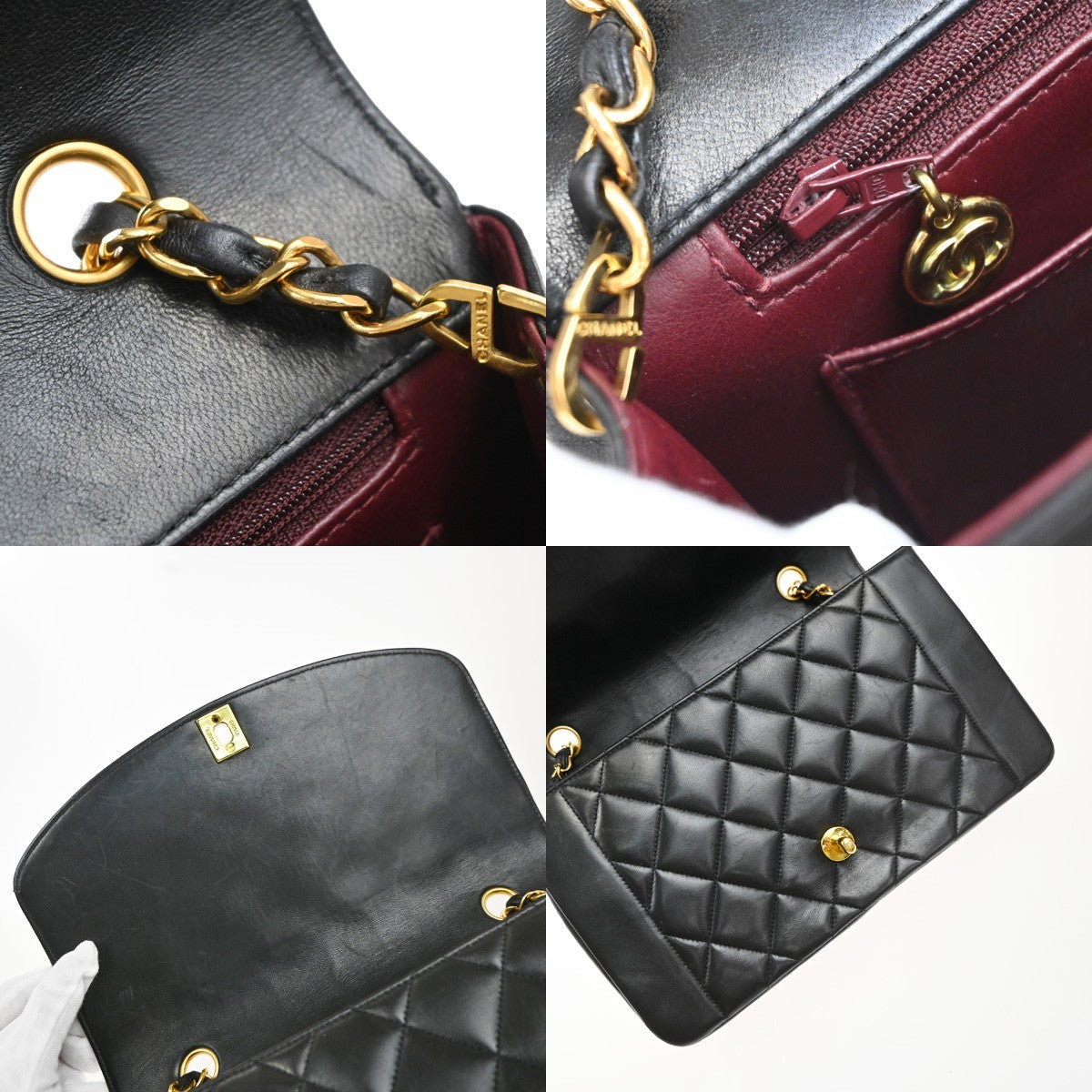 CHANEL Diana Matelasse 25 Chain Shoulder Bag Leather Black GHW Vintage 887RP111