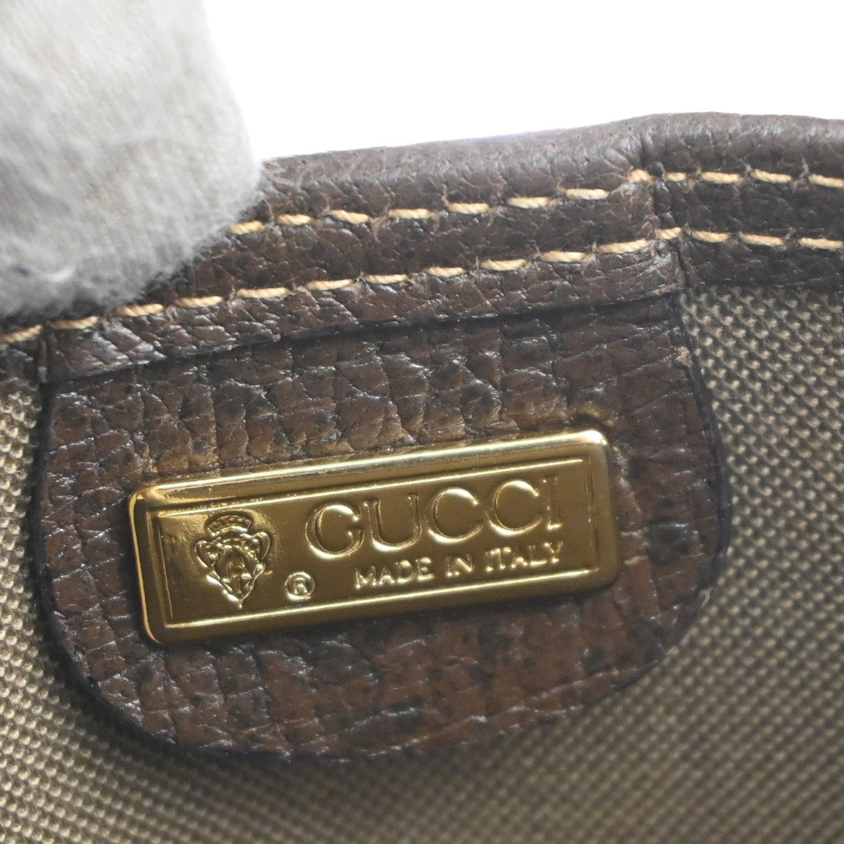 GUCCI Logo GG Sherry Line Shoulder Tote Hand Bag PVC Leather Beige Italy 69MA455