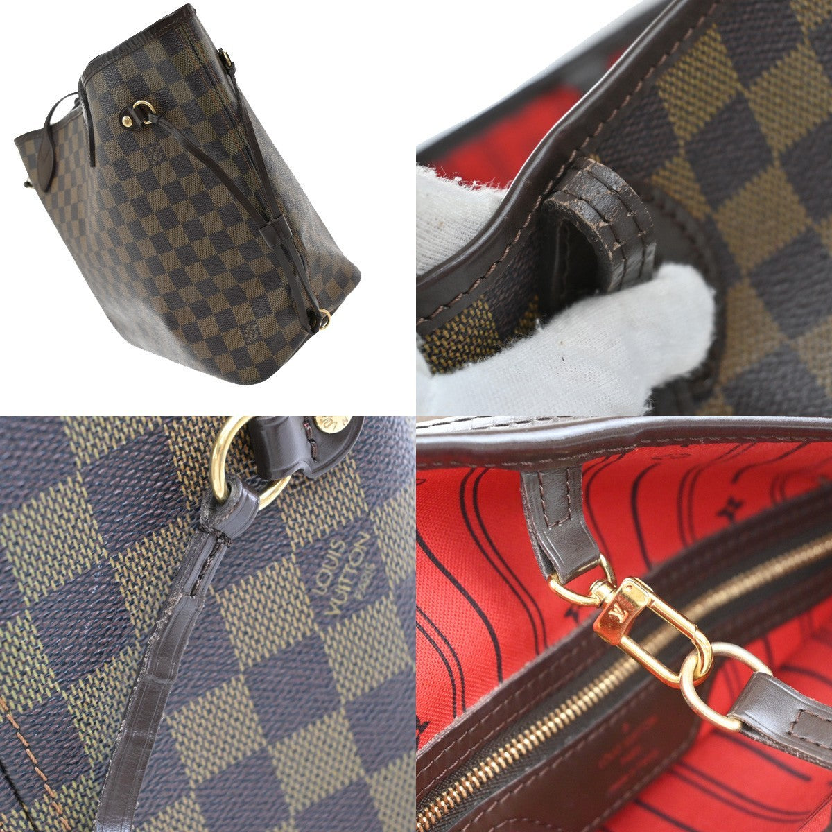 LOUIS VUITTON Neverfull MM Shoulder Bag Damier Ebene Leather BN N51105 94KB305