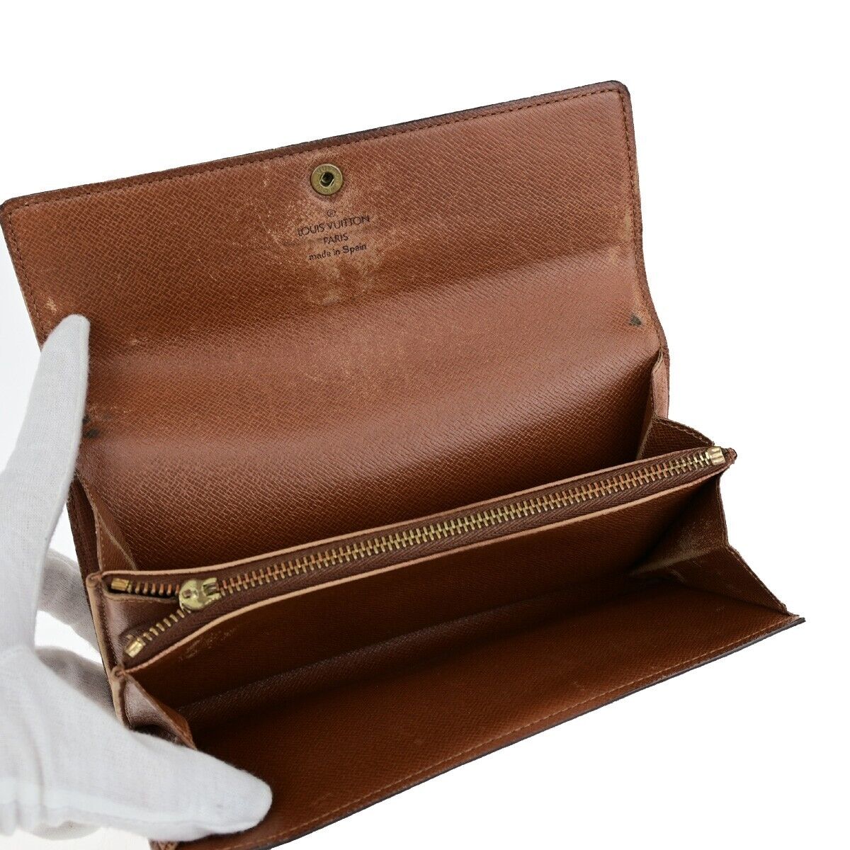 LOUIS VUITTON 4 Set Long Bifold Wallet Purse Monogram Leather Brown 36YF005