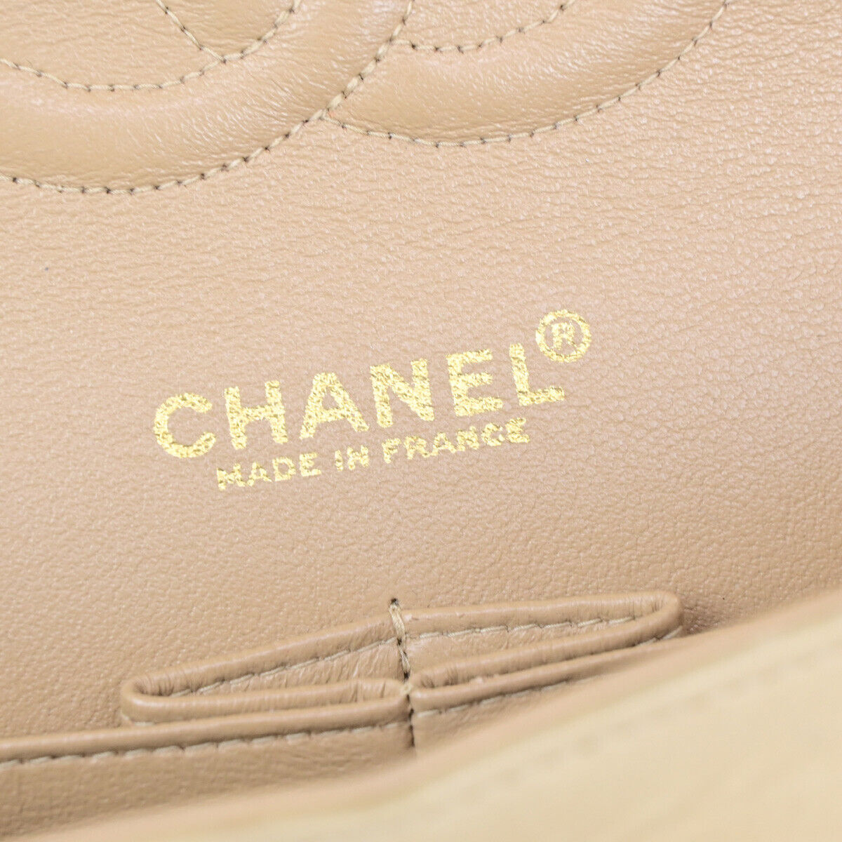 CHANEL CC Matelasse 25 Double Flap Chain Shoulder Bag Leather Beige GHW 652RK742