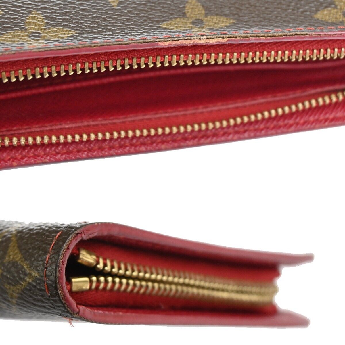 LOUIS VUITTON LV Zippy Long Wallet Purse Monogram Cherry Brown M95006 35FA453