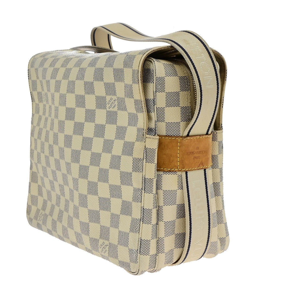 LOUIS VUITTON Naviglio Shoulder Bag Damier Azur Leather White N51189 84YH092