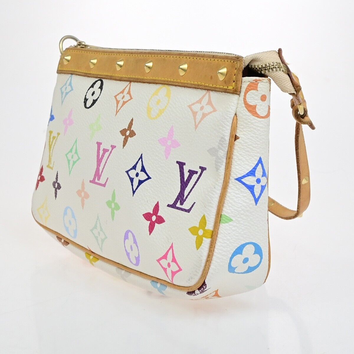 LOUIS VUITTON Pochette Accessoires Hand Bag Monogram Multi White M92649 667RF226