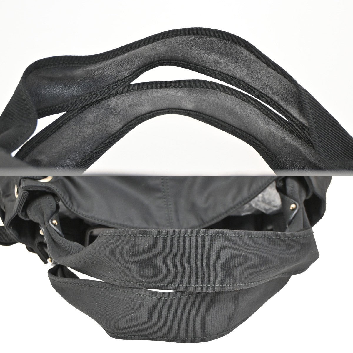 SALVATORE FERRAGAMO Vara Ribbon Handbag Nylon Leather Black Italy 68KC071