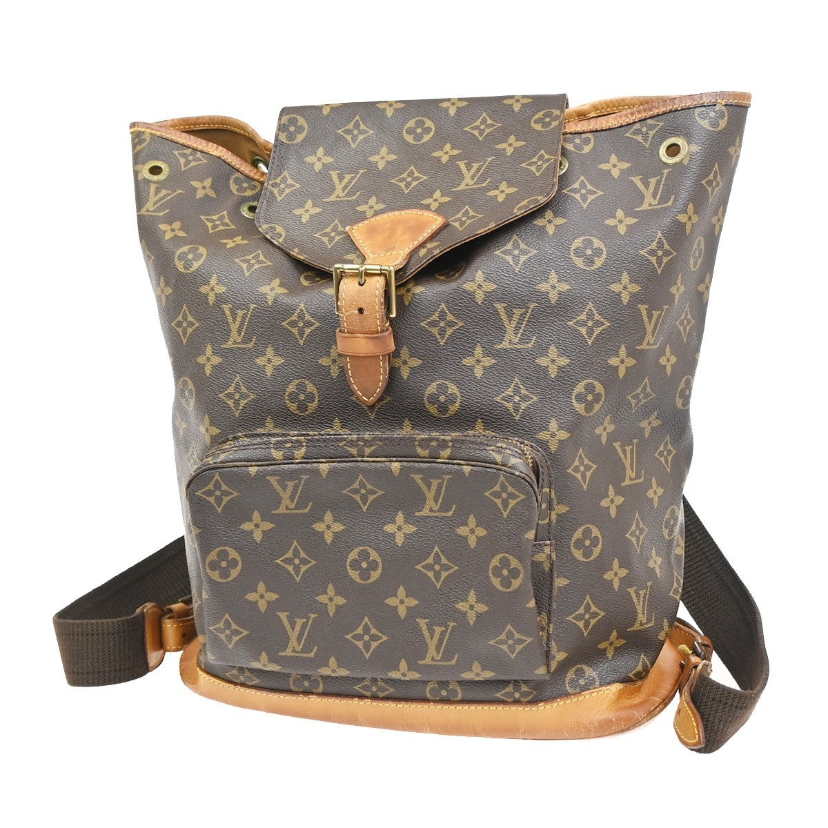 LOUIS VUITTON Montsouris GM Backpack Bag Monogram Leather Brown M51135 64ZA353