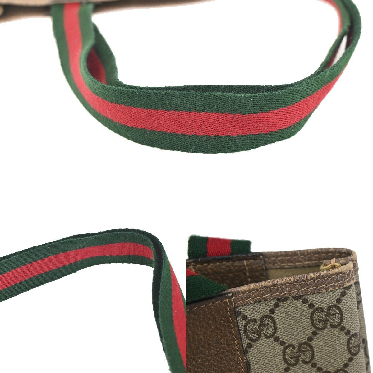 GUCCI Logo Sherry GG Pattern Shoulder Bag PVC Leather Brown Italy 63ZA361