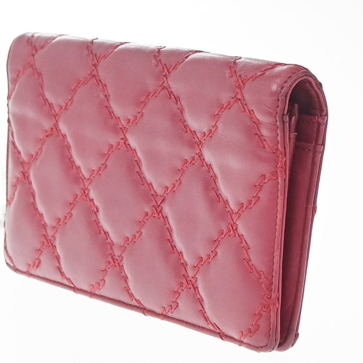 CHANEL CC Logo Matelasse Ultra Stitch Long Bifold Wallet Leather Red SHW 30KP479