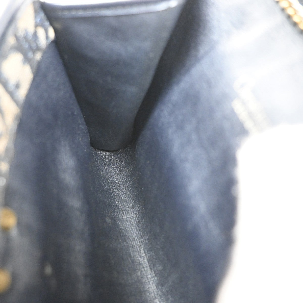 CHRISTIAN DIOR Trotter Chain Shoulder Bag Canvas Leather Blue France 64MA652