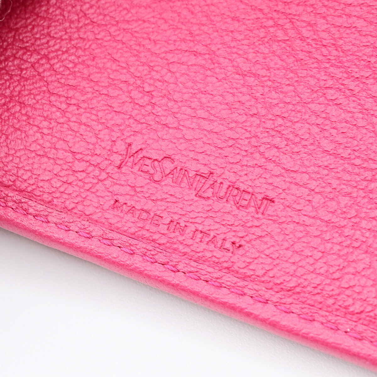 YVES SAINT LAURENT YSL Logo Bifold Wallet Purse Leather Pink GHW 04YE803