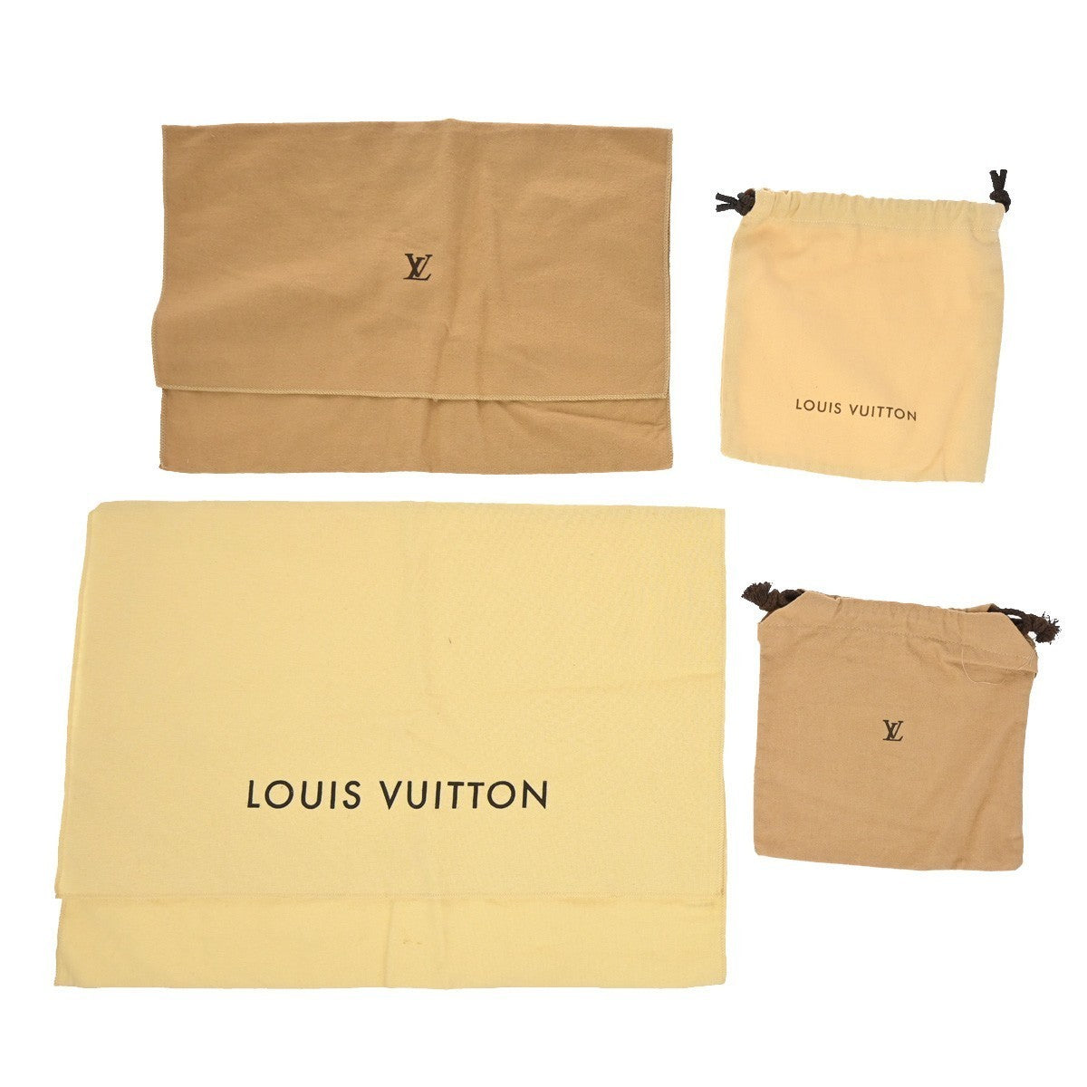 LOUIS VUITTON Logo 10 Set Dust Bag Drawstring Canvas Cotton Beige Brown 02KB123
