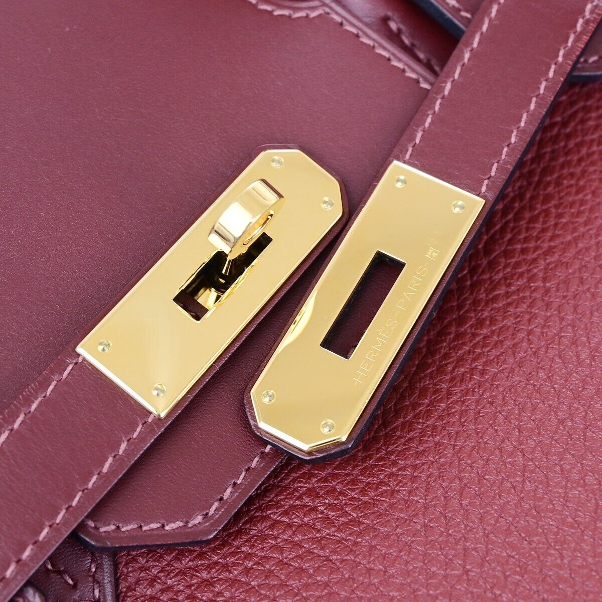 HERMES LOGO BIRKIN 30 HAND BAG C STAMP TOGO SWIFT LEATHER CADENA RUBY 6197LC523