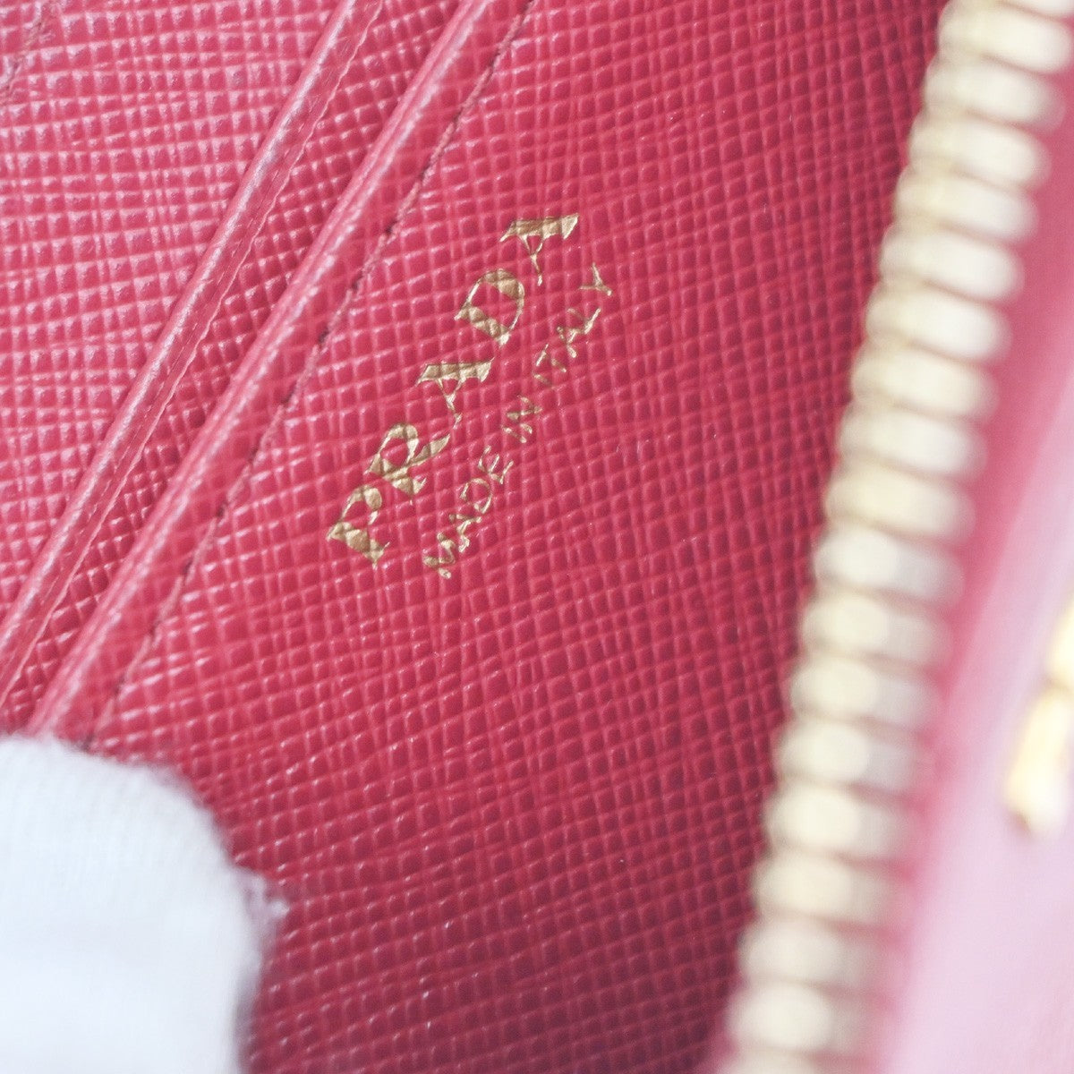 PRADA Zip Around Coin Case Compact Wallet Saffiano Leather Red Italy 37MA483