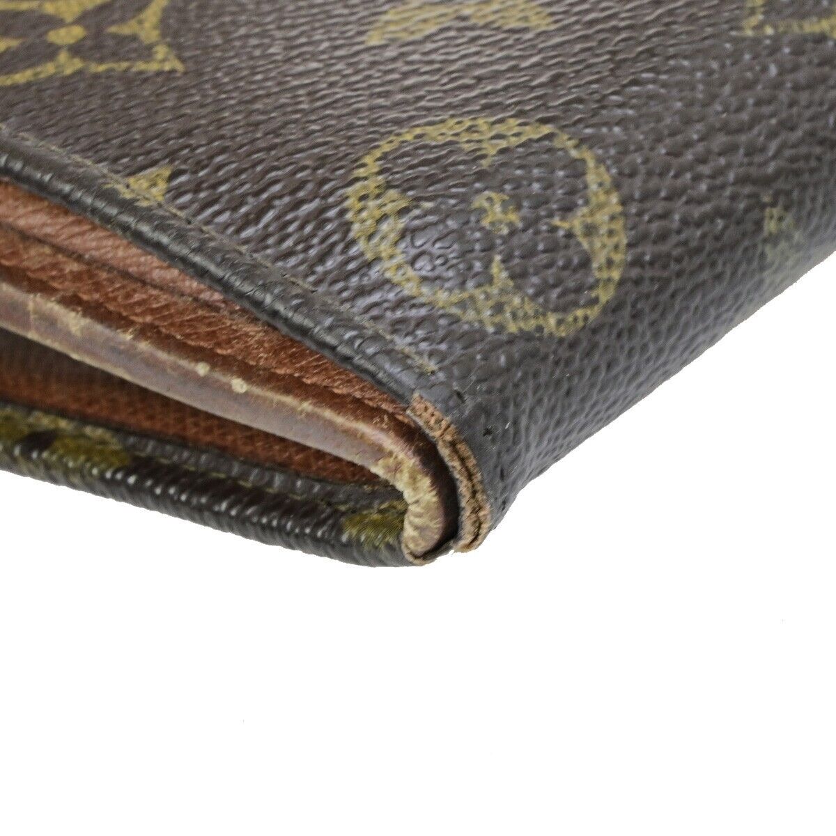 LOUIS VUITTON 2 Set Bifold Trifold Compact Wallet Monogram Leather Brown 02KA446