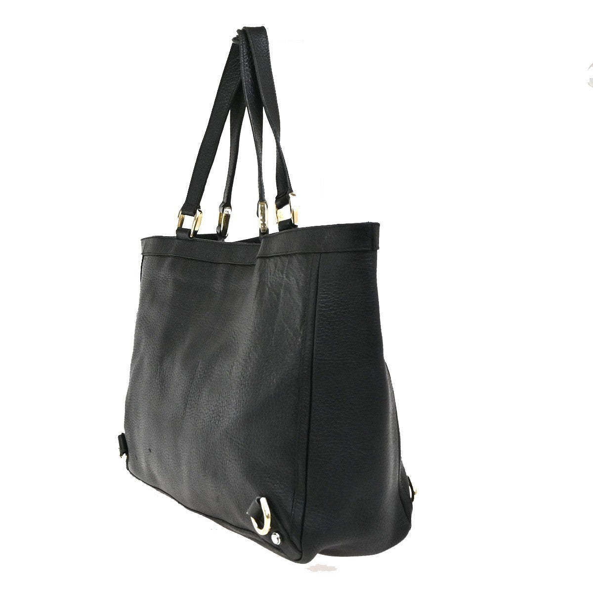 GUCCI GG Pattern Abbey D-ring Shoulder Tote Bag Leather Black Italy GHW 32KC926