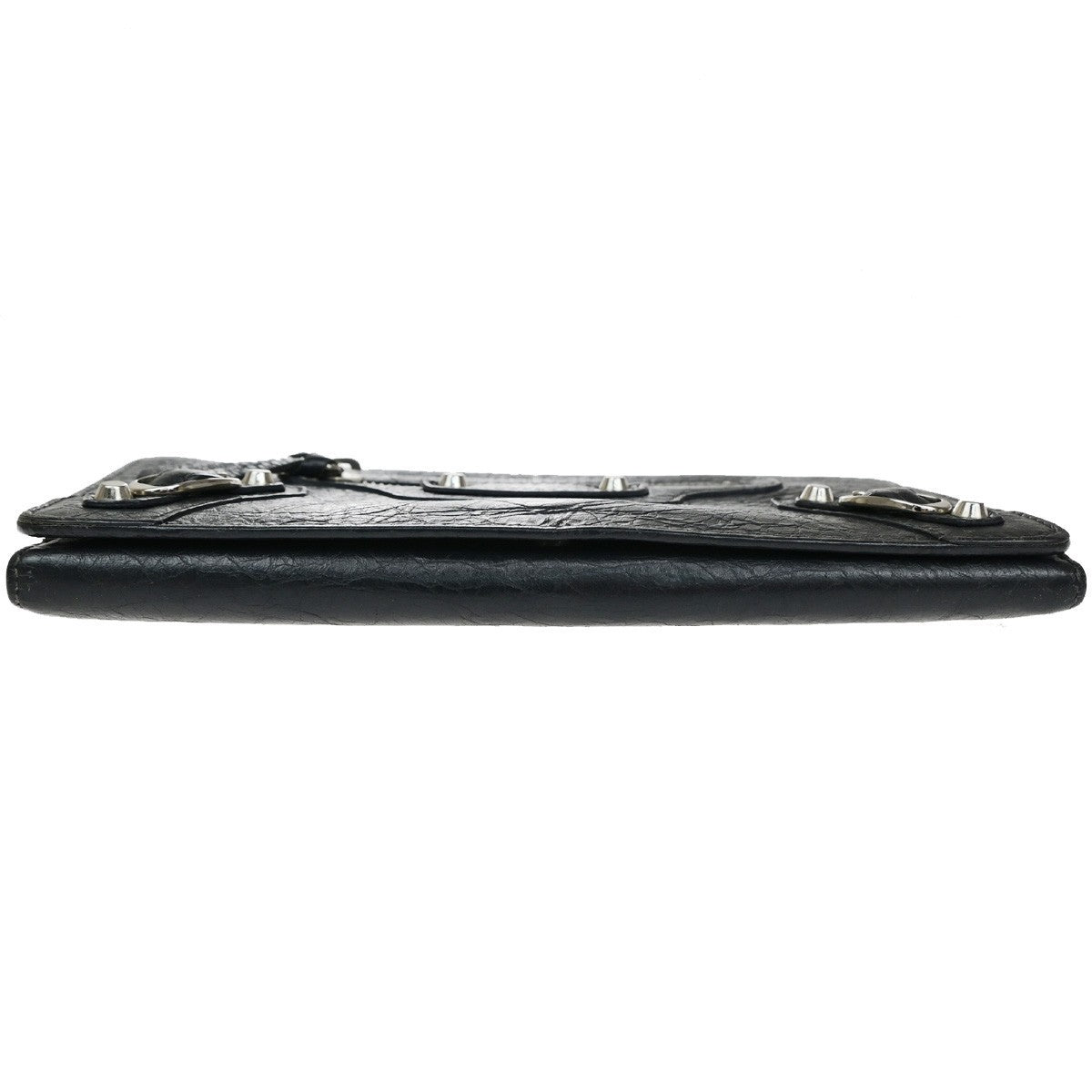 BALENCIAGA Logo Classic Money Long Wallet Purse Leather Black SHW 62CB073