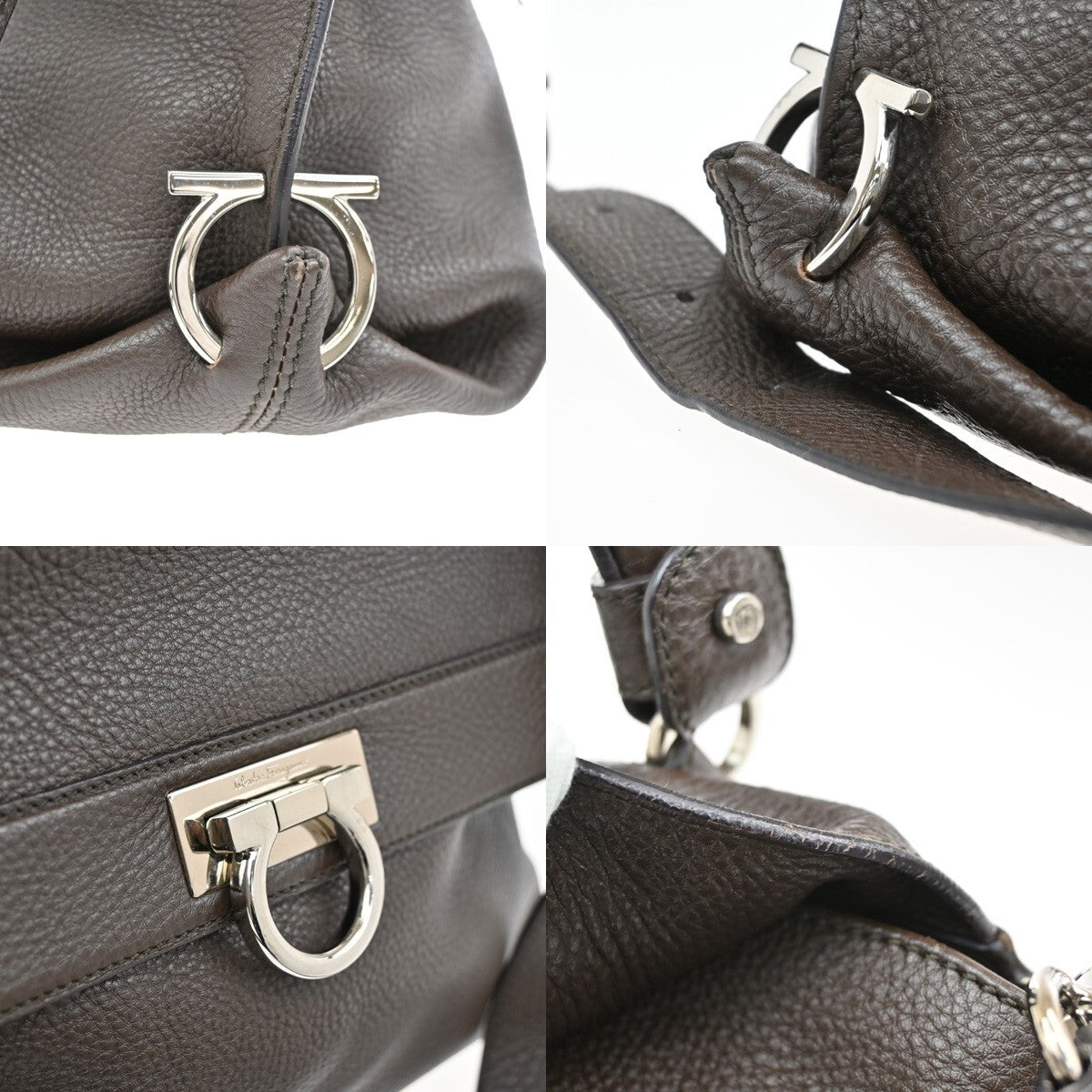 SALVATORE FERRAGAMO Sofia Gancini 2Way Shoulder Hand Bag Leather Brown 86EE165