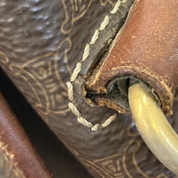 CELINE Logo Macadam Pattern Shoulder Bag PVC Leather Brown Italy Gold 08EB711
