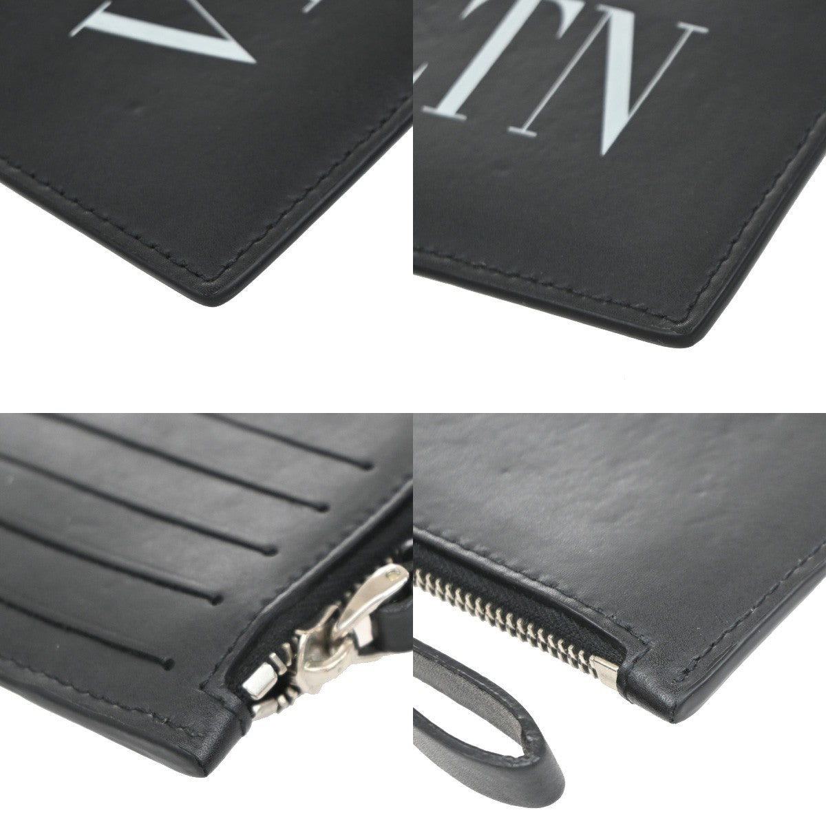 VALENTINO GARAVANI VLTN Logo Coin Wallet Card Holder Studs Leather Black 67KP228