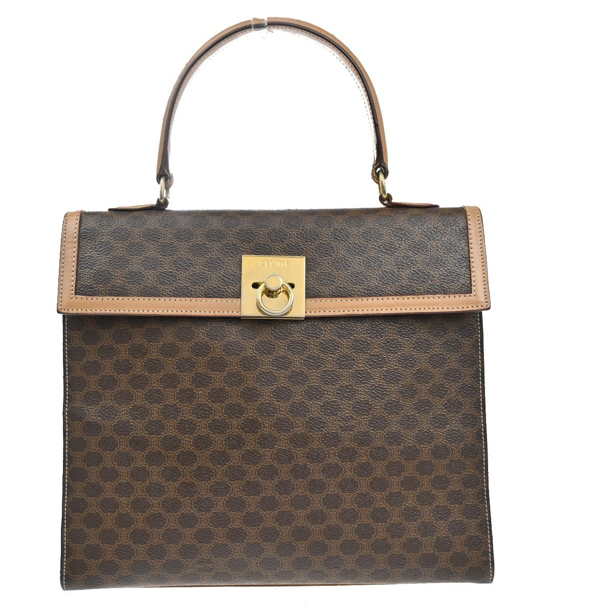 CELINE Logo Macadam Shoulder  Hand Bag PVC Leather Brown GHW  Italy 30AA117
