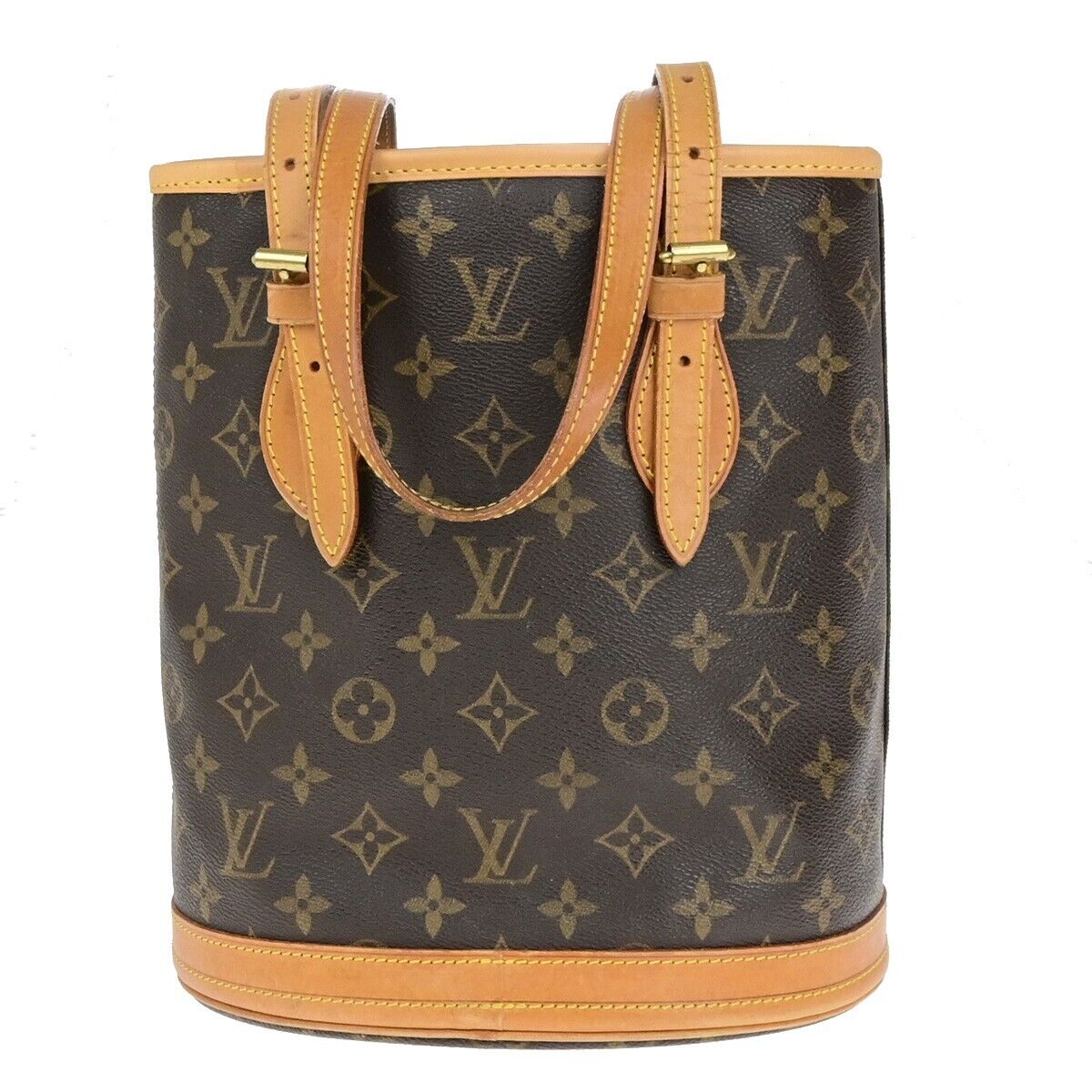 LOUIS VUITTON BUCKET PM Shoulder Tote Bag Monogram Leather Brown M42238 70ED233