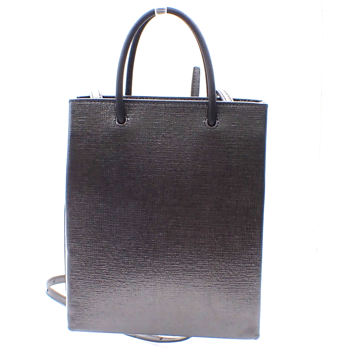 BALENCIAGA North South Shopping 2Way Shoulder Leather Metallic Gray SHW 11RL627