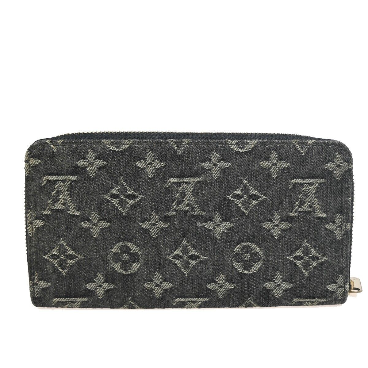 LOUIS VUITTON Zippy Round Long Wallet Monogram Denim Leather Blue M95614 44RF138