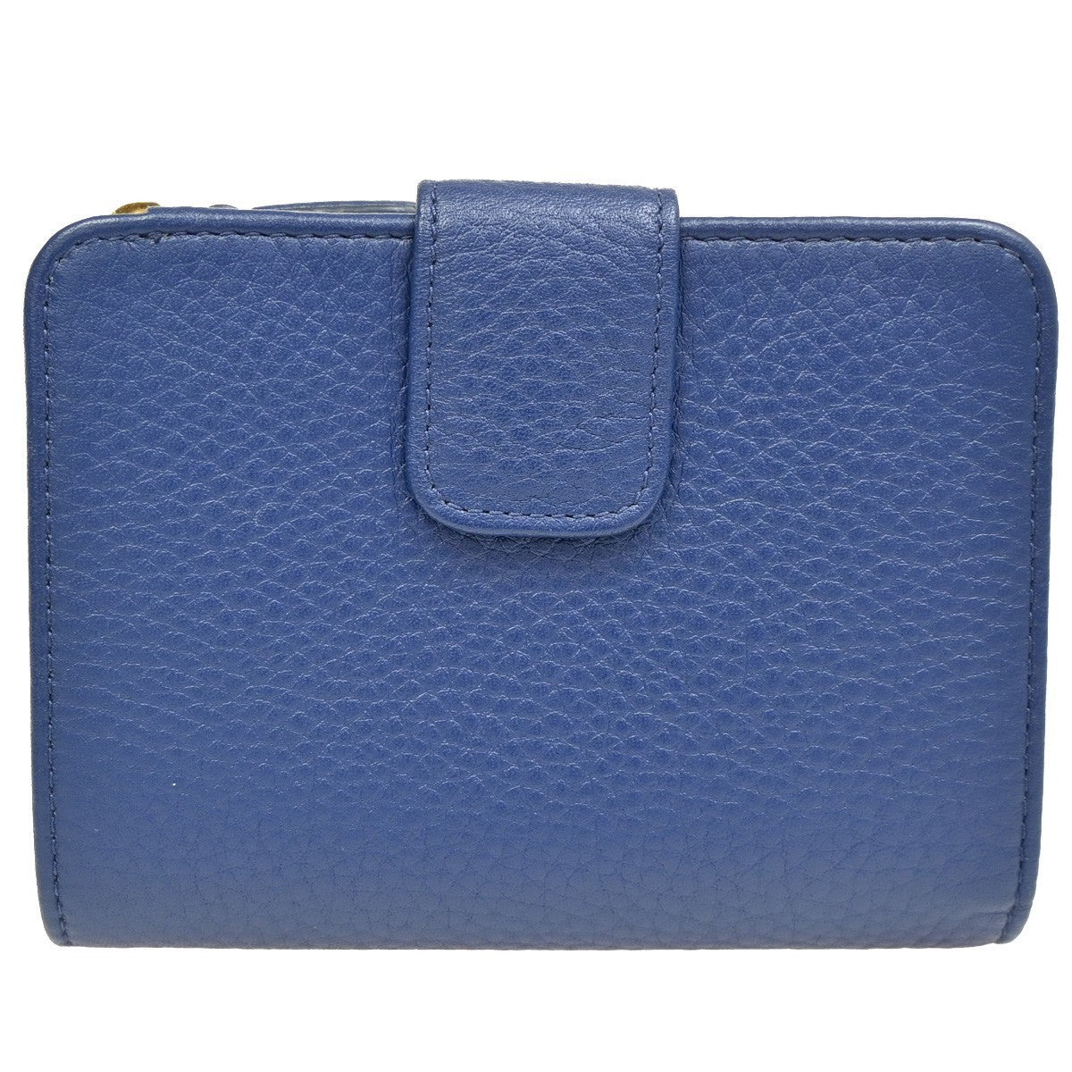 PRADA Logo Bifold Wallet Purse Vitello Leather Blue Bluette GHW Italy 88RL435