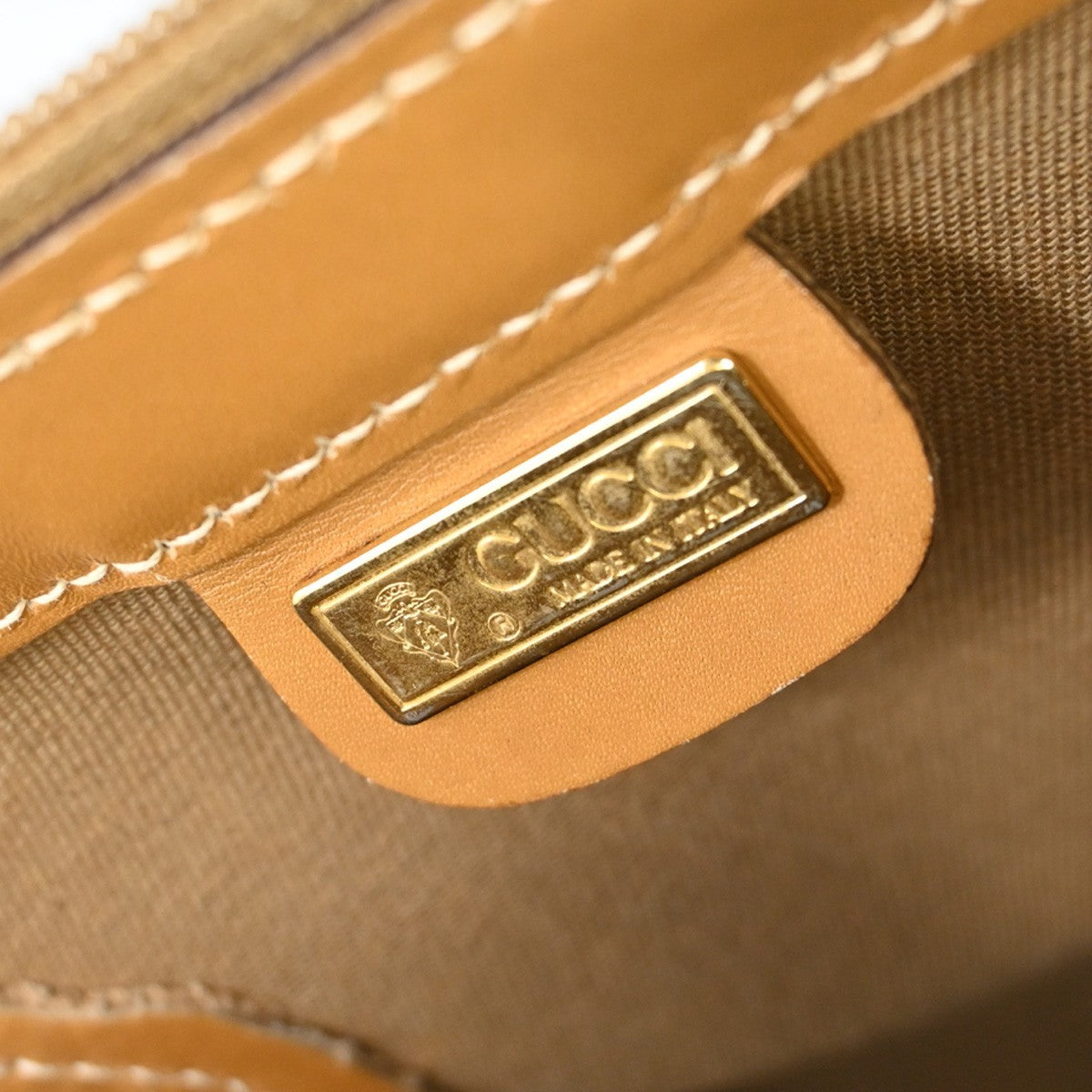 GUCCI Logo Sherry GG Pattern Travel Hand Bag PVC Leather Brown Italy 62KC300