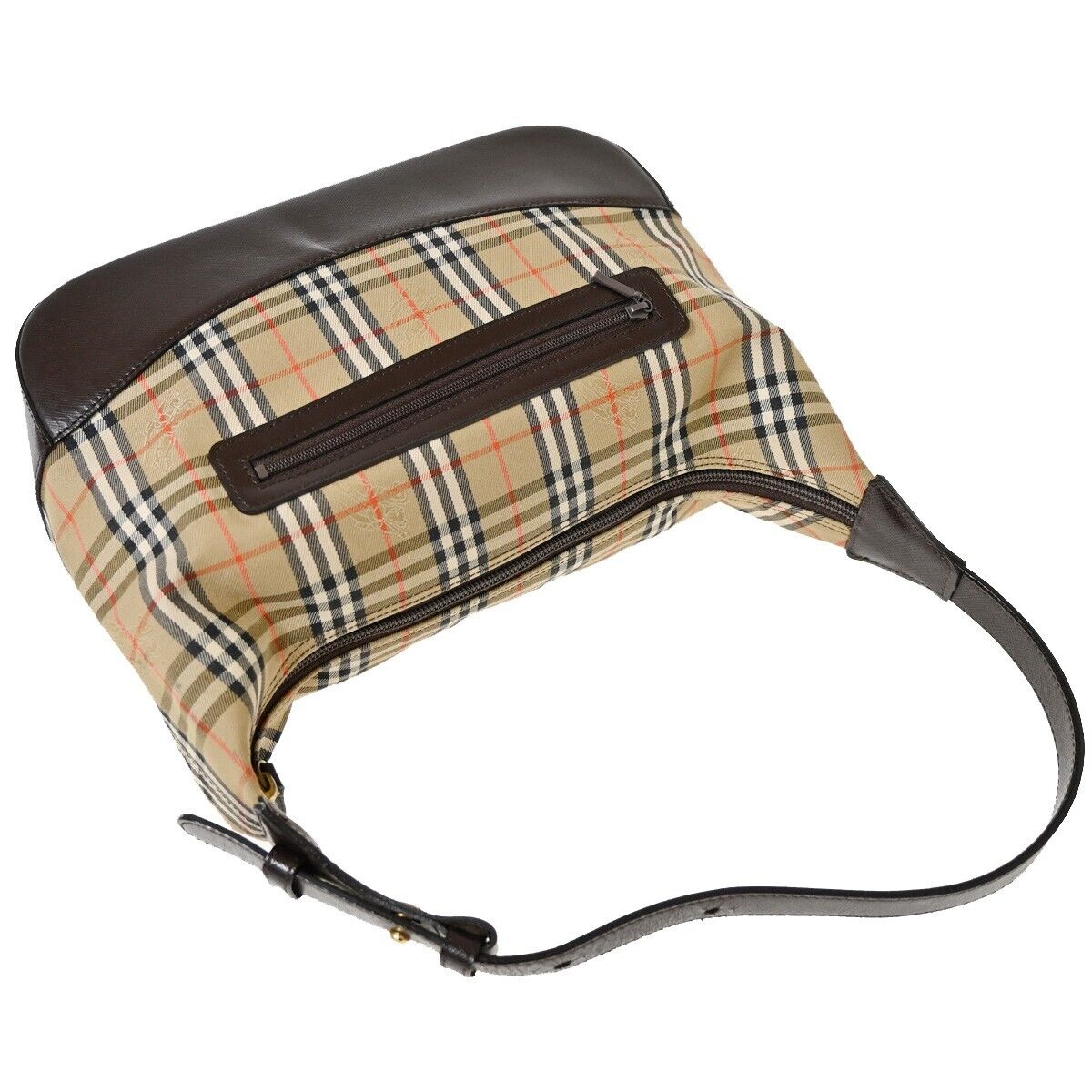 BURBERRYS Nova Check Shoulder Bag Canvas Leather Beige Brown Gold-plated 69HB713