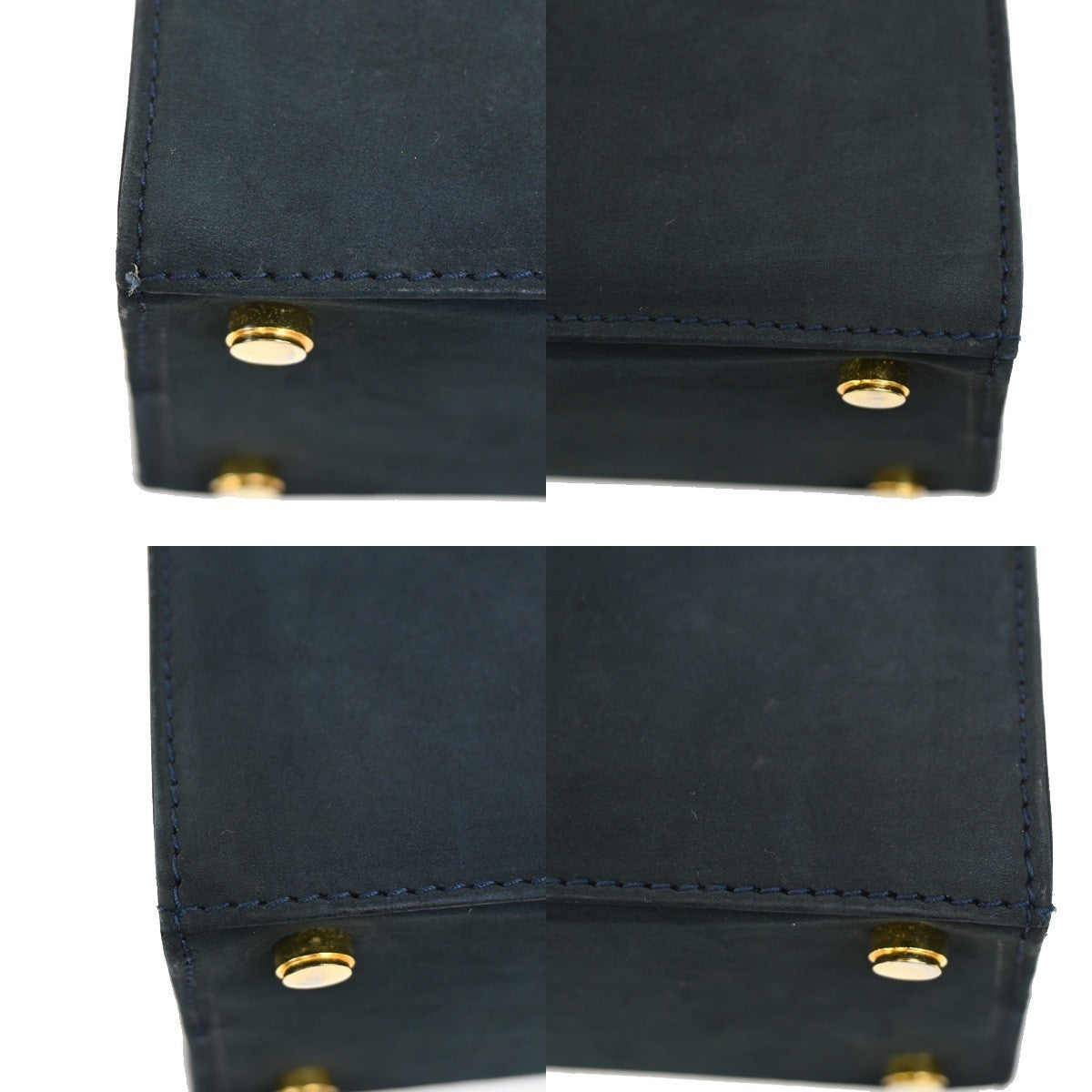 SALVATORE FERRAGAMO Vara 2Way Shouldr Hand Bag Suede Leather Navy Blue 36RF460