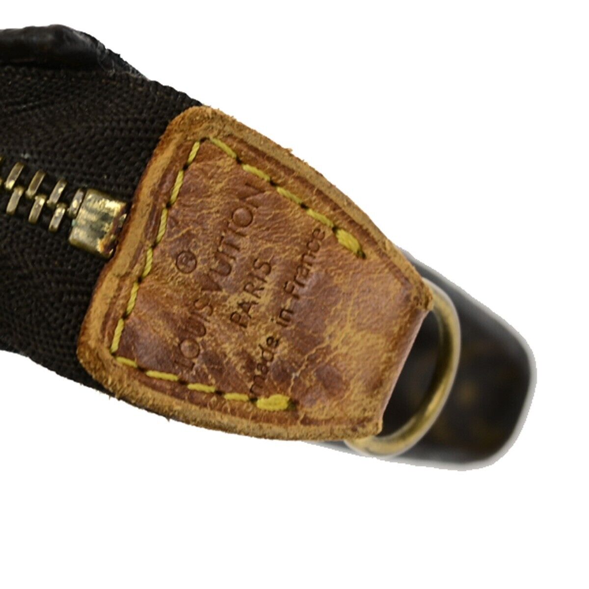 LOUIS VUITTON LV Logo Bucket GM Pouch Bag Monogram Leather Brown Gold 02ED726