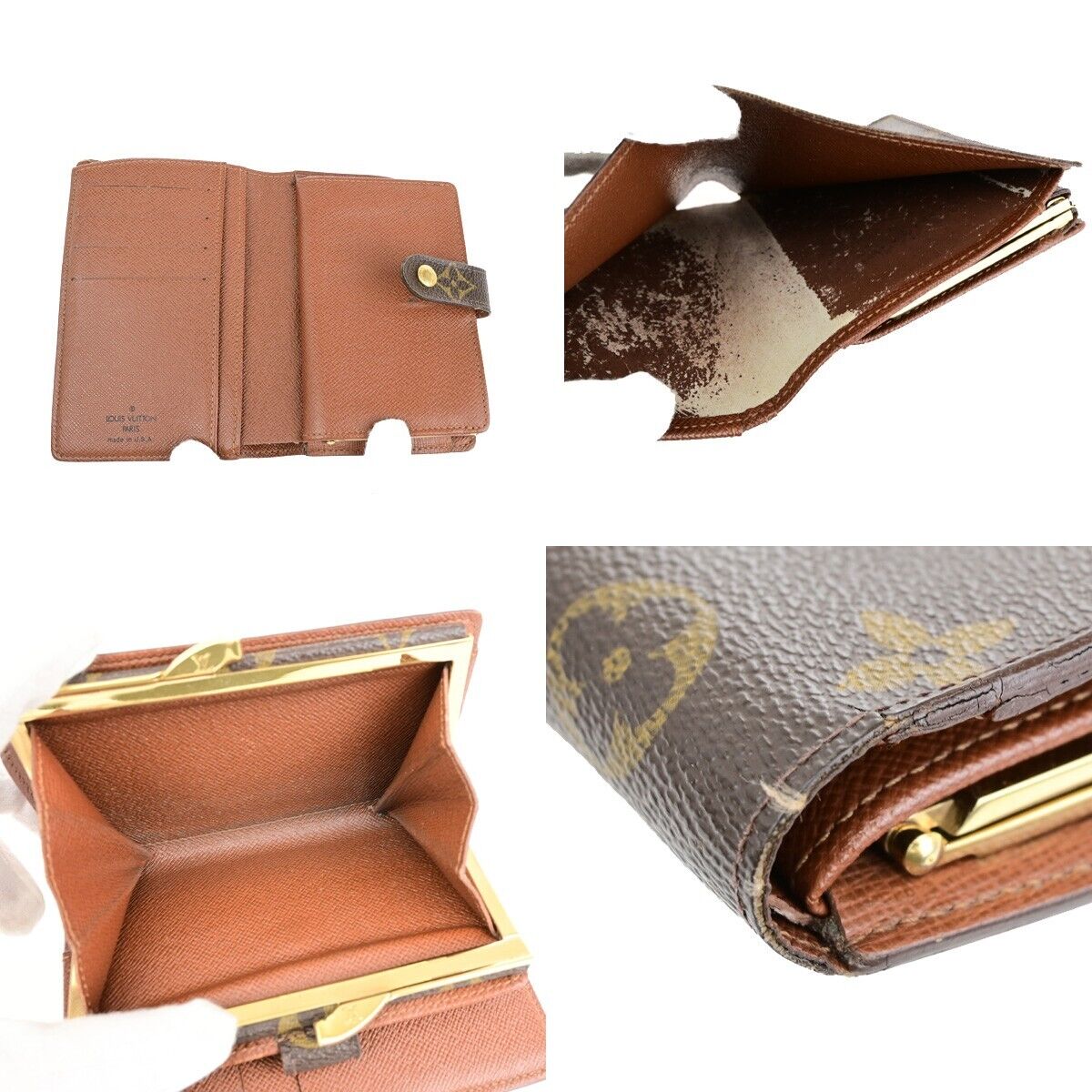 LOUIS VUITTON 4 Set Long Bifold Trifold Wallet Purse Monogram Leather BN 65YF006