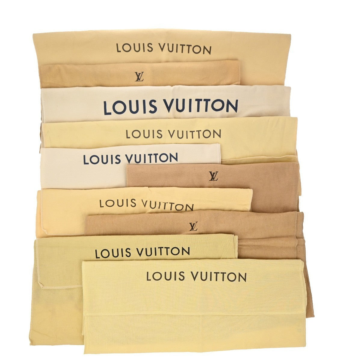 LOUIS VUITTON Logo 10 Set Dust Bag Canvas Cotton Beige Brown 09EG152