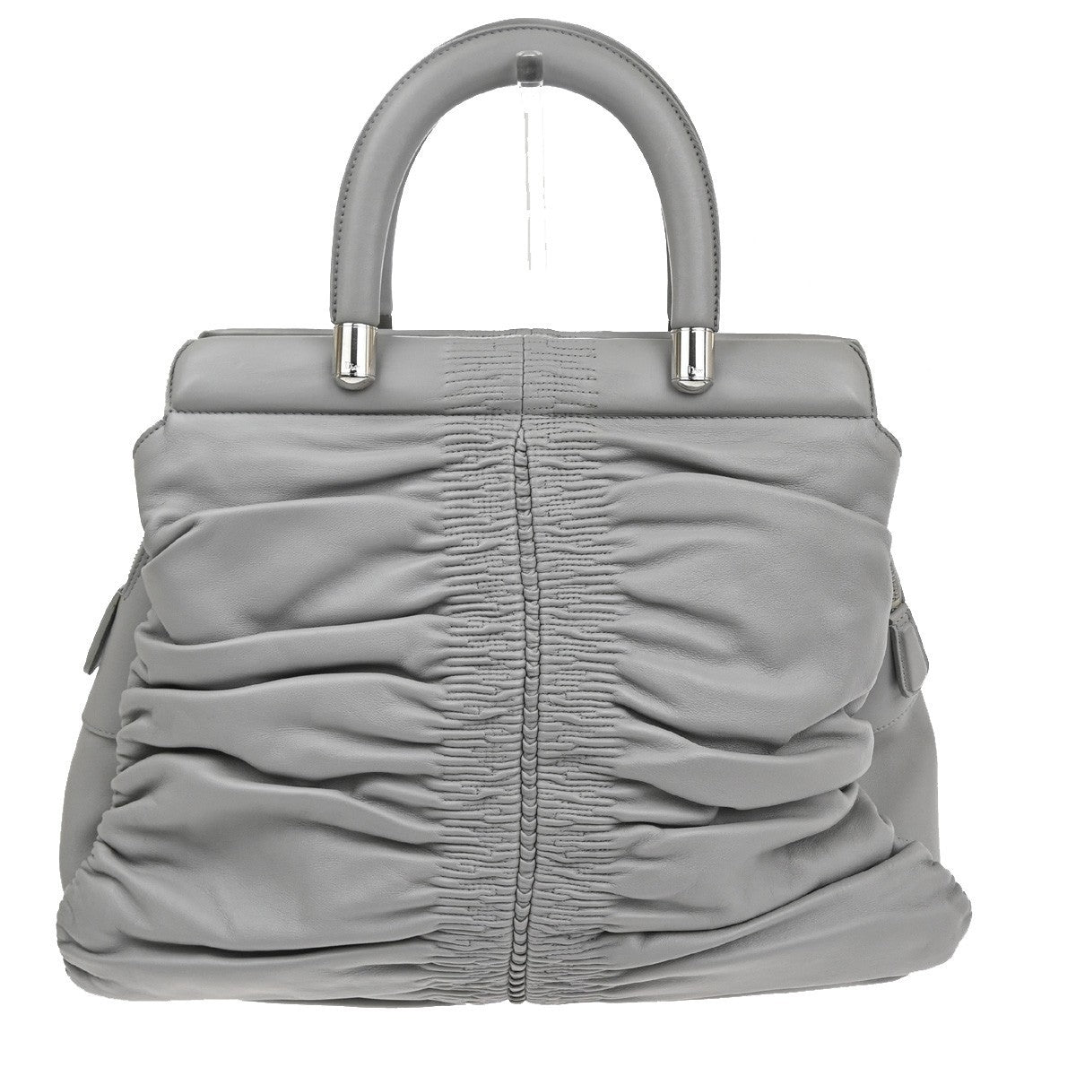 CHRISTIAN DIOR CD LOGO Karenina Hand Bag Leather Gray Italy 72KC914