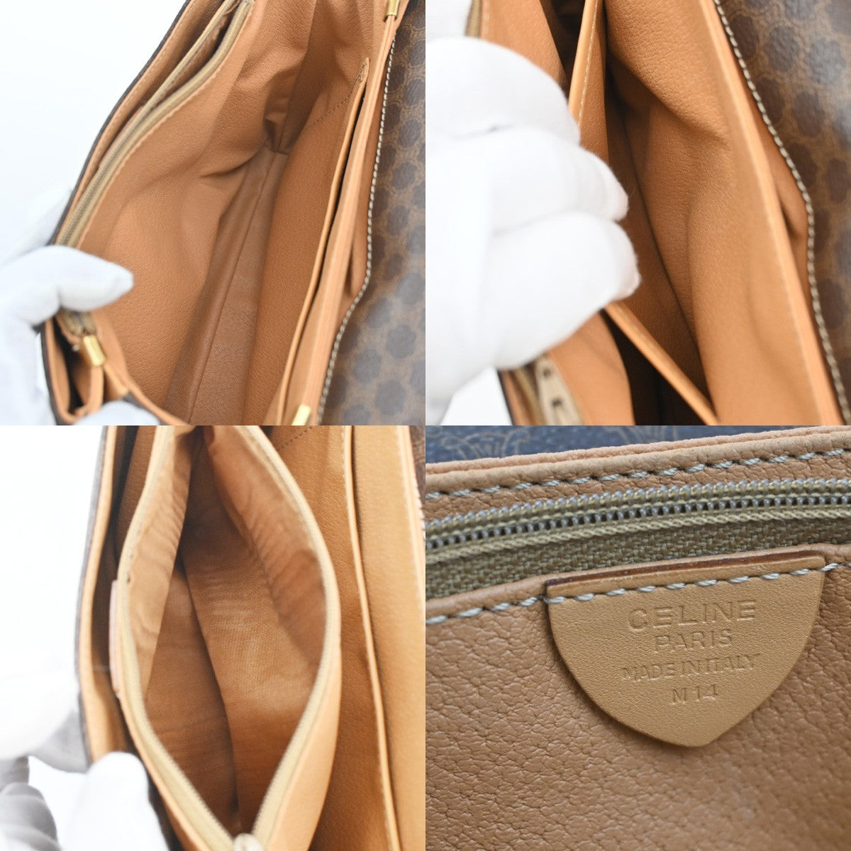 Celine logo Macadam  Pattern Shoulder Bag PVC Leather Brown Italy  89SA079