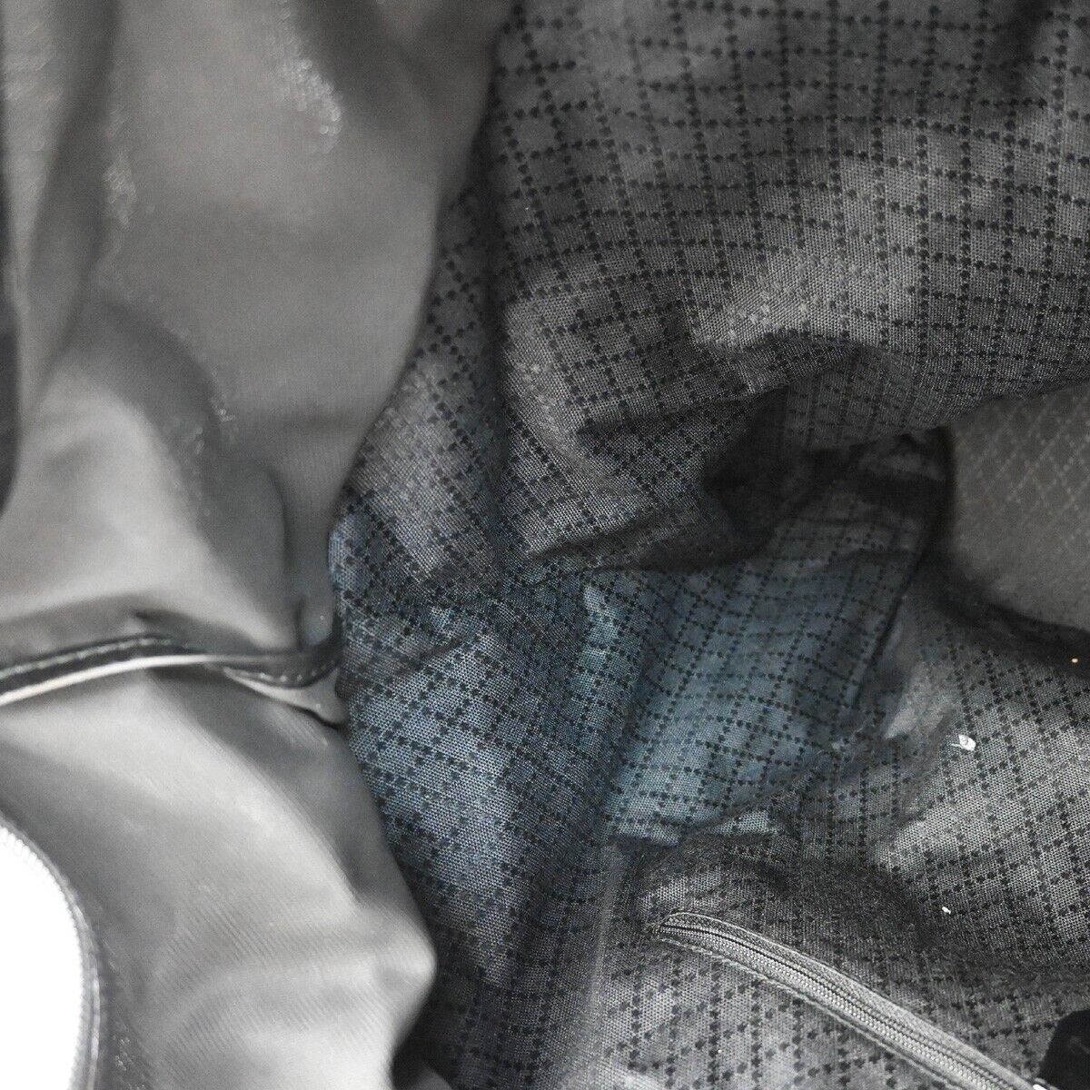 GUCCI Logo Bamboo Tote Hand Bag Nylon Leather Black Silver Italy 09YE231